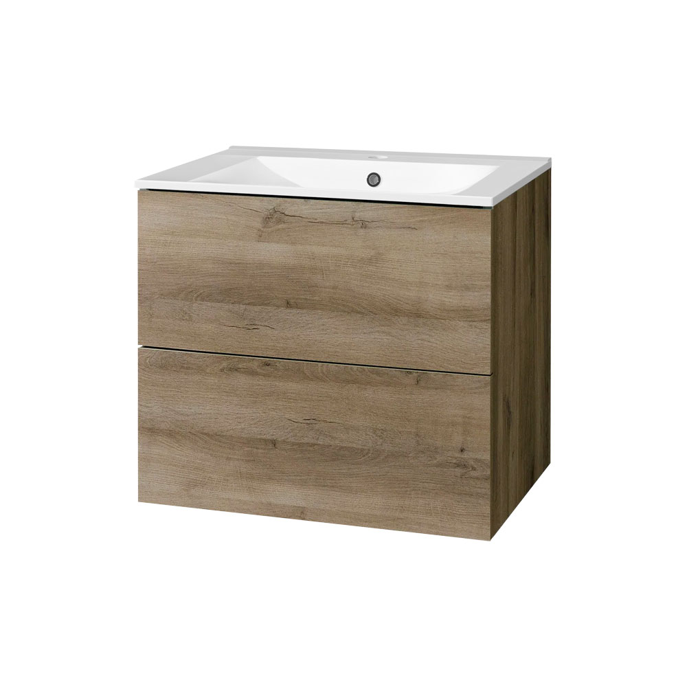 Mereo Aira, koupelnová skříňka s keramickým umyvadlem 61 cm, dub Halifax