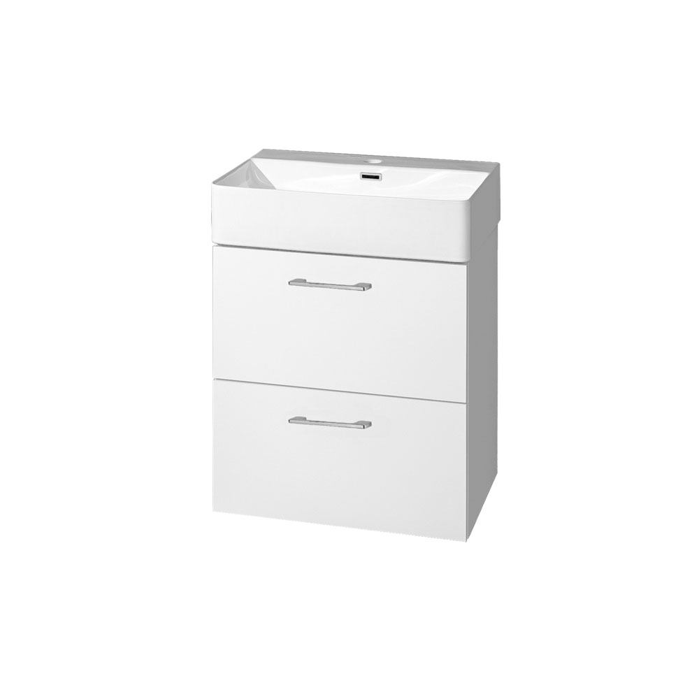 MEREO Leny, koupelnová skříňka s keramickým umyvadlem 50 cm, bíla, nové madlo (CN810N)
