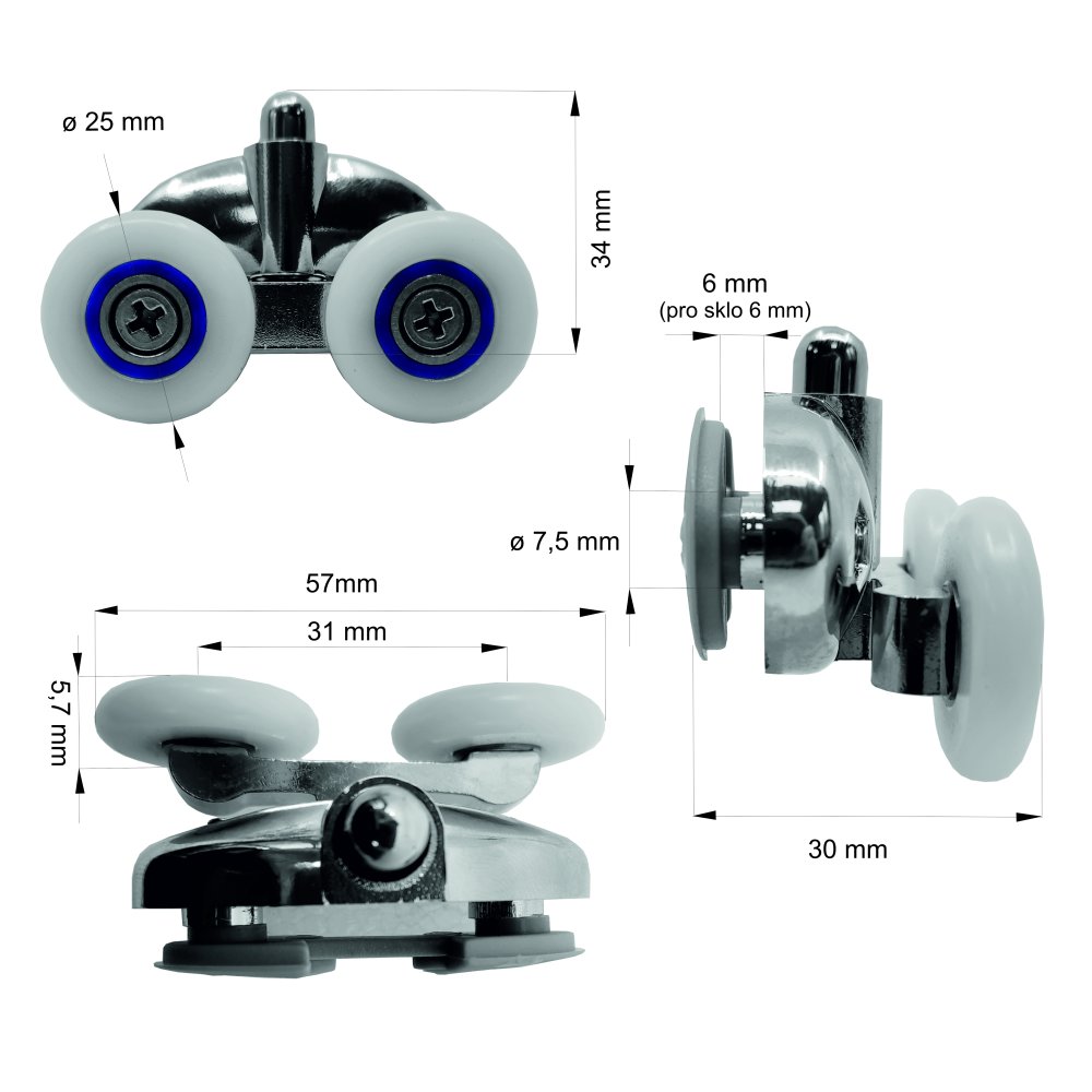 MEREO Sady pojezdů - spodní, pojezdy vyjímatelné pro kouty CK608xxN,CK608xxE, CK608xxM, sada 4ks (CKND171N)