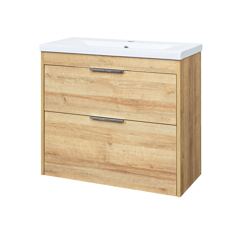 Mereo Vigo, koupelnová skříňka s keramickým umyvadlem 81 cm, dub Riviera
