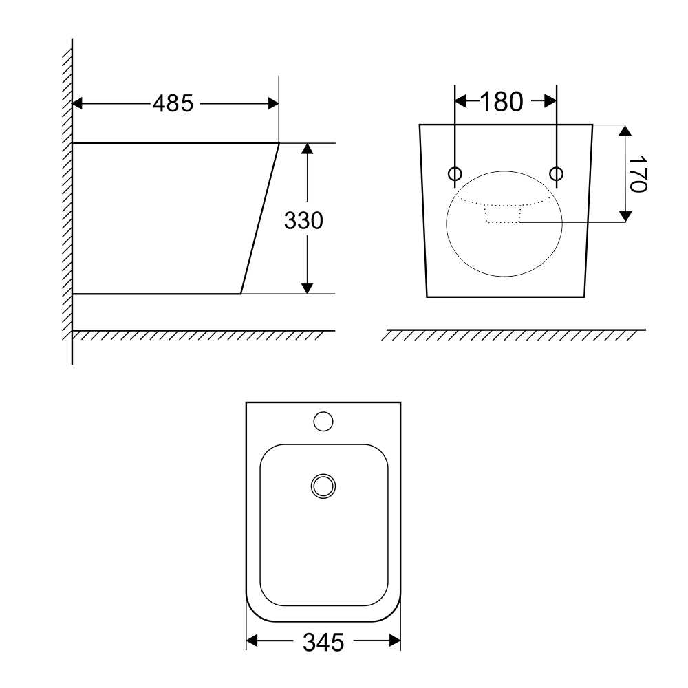 MEREO Bidet závěsný kapotovaný , 485x345x330, keramický, bílý (VSD83B)