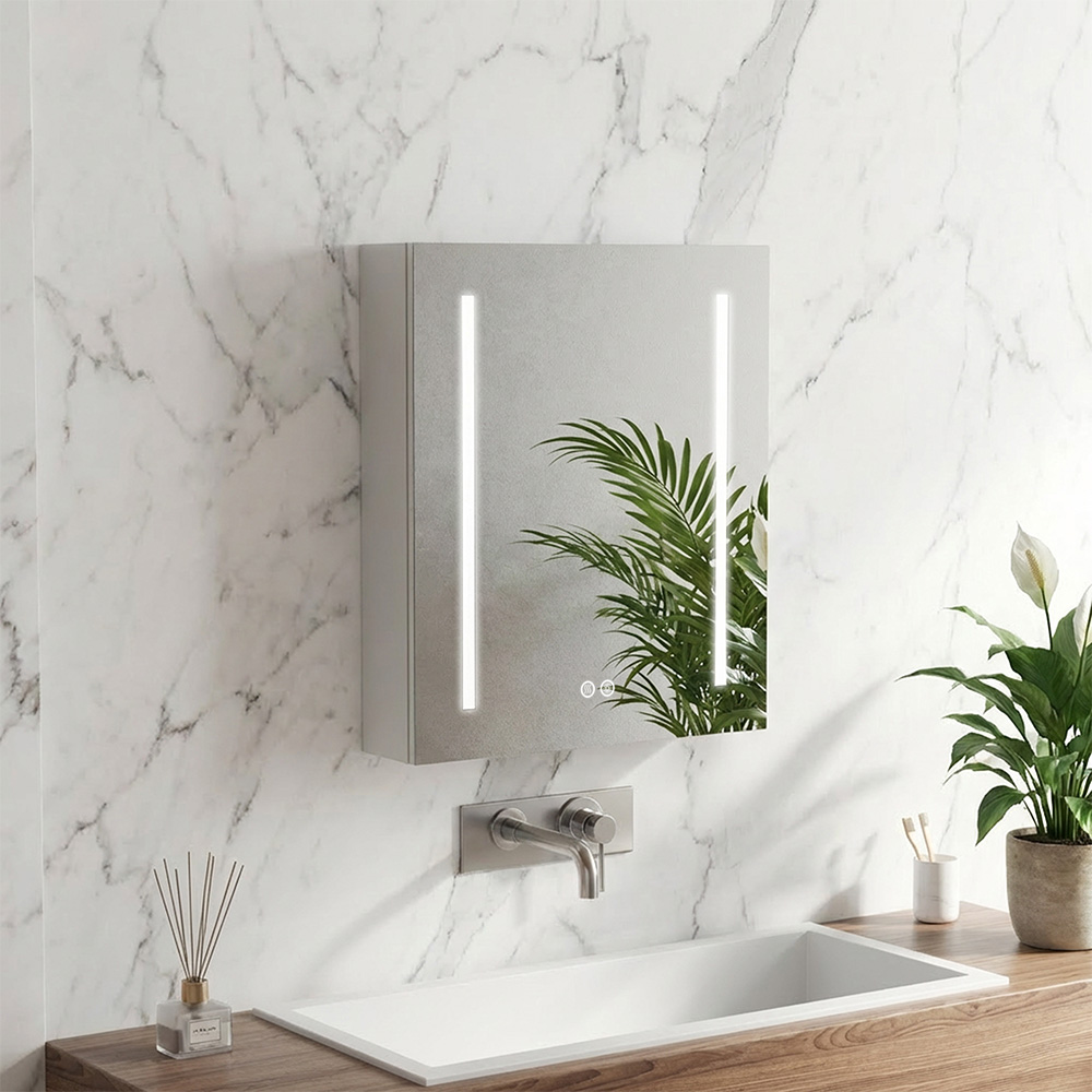 Mereo Siena, koupelnová galerka 60 cm, zrcadlová skříňka, stříbrná