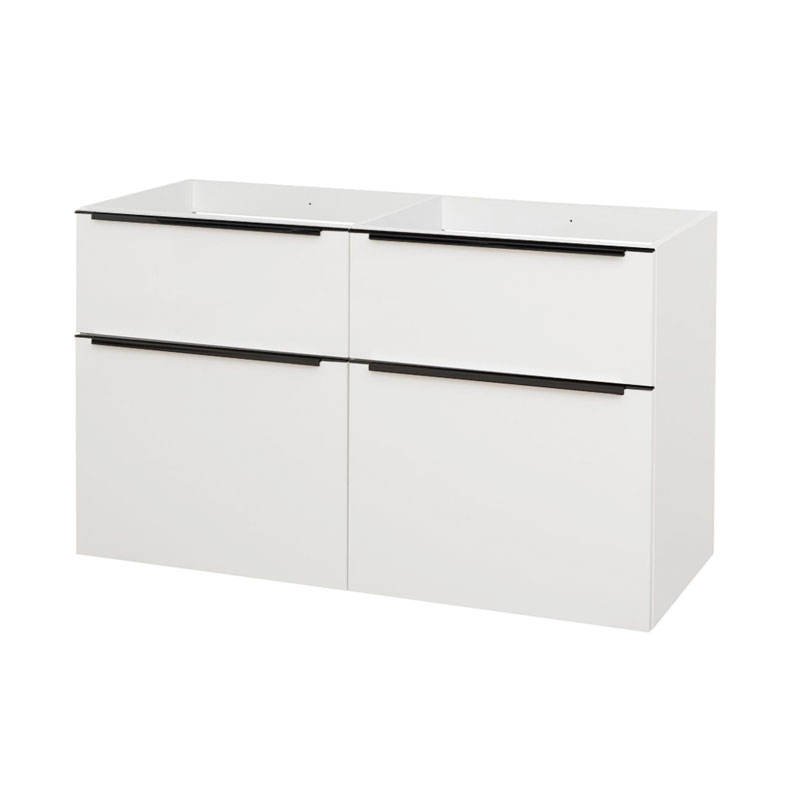 Mereo Mailo, koupelnová skříňka 121 cm, bíla, černé madlo