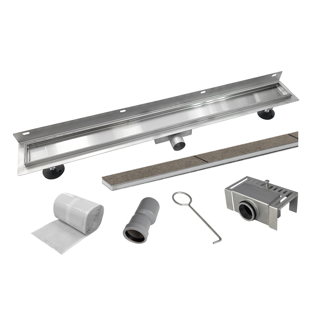 Odtokový sprchový žlab ke stěně 90 cm, vč. roštu TILE