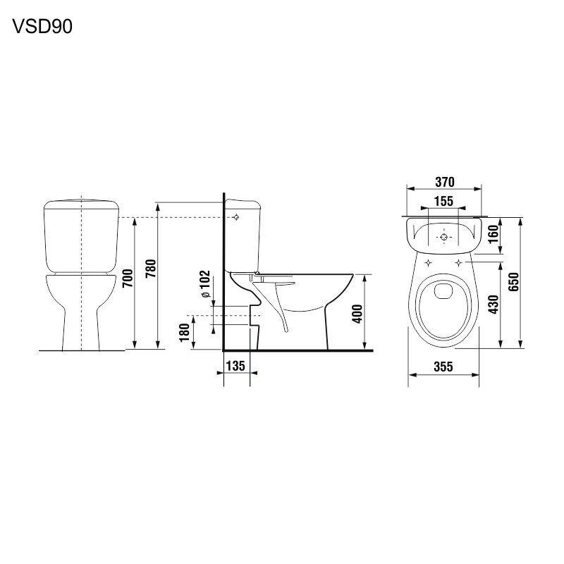 MEREO WC kombi, zadní odpad s armaturou (VSD90 (H8602760007871))