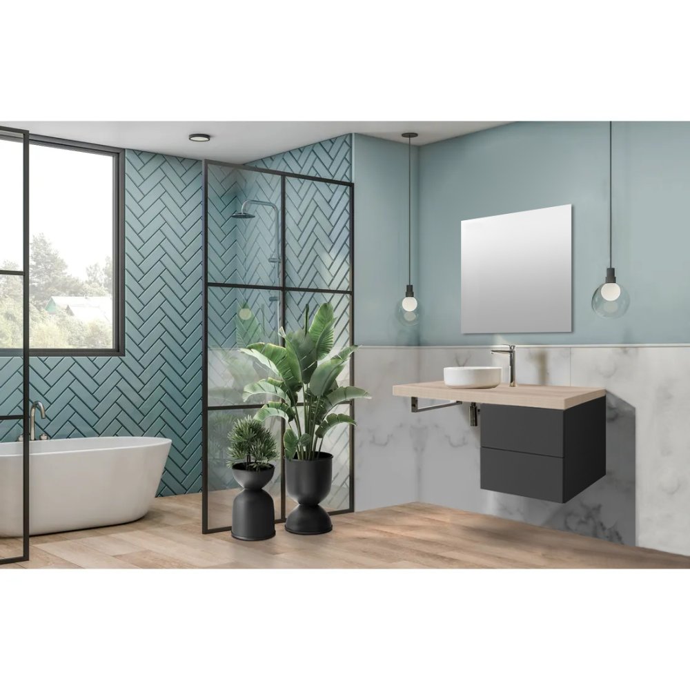 Mereo Ponte, koupelnová deska pod umyvadlo 160 cm, dub Riviera