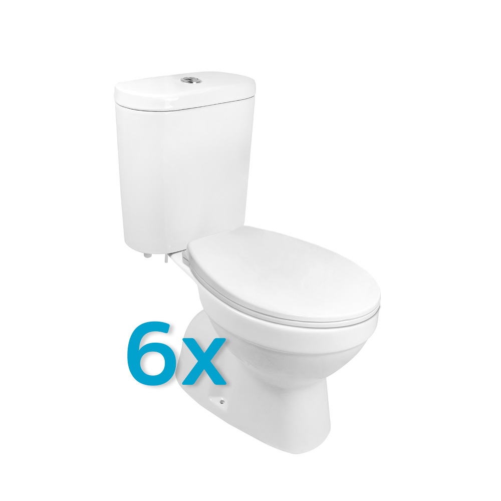 Mereo WC kombi, RIMLESS, spodní odpad s armaturou, 6ks