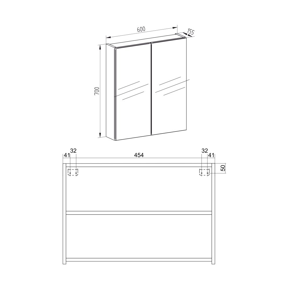 Mereo Koupelnová galerka 60 cm, zrcadlová skříňka, dub Kronberg (CN716GDN)