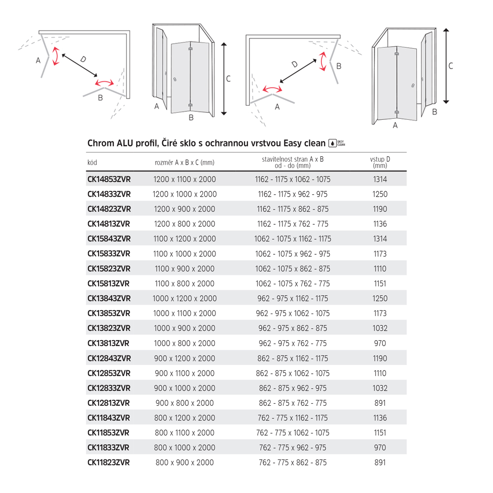Mereo Sprchový kout, Novea, obdélník, zalamovací, 120x110 cm, chrom ALU, sklo Čiré