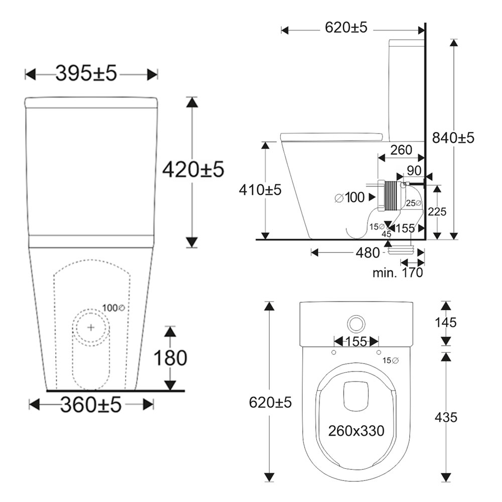 Mereo WC kombi, vario odpad, kapotované, Smart Flush RIMLESS, keramické vč. sedátka