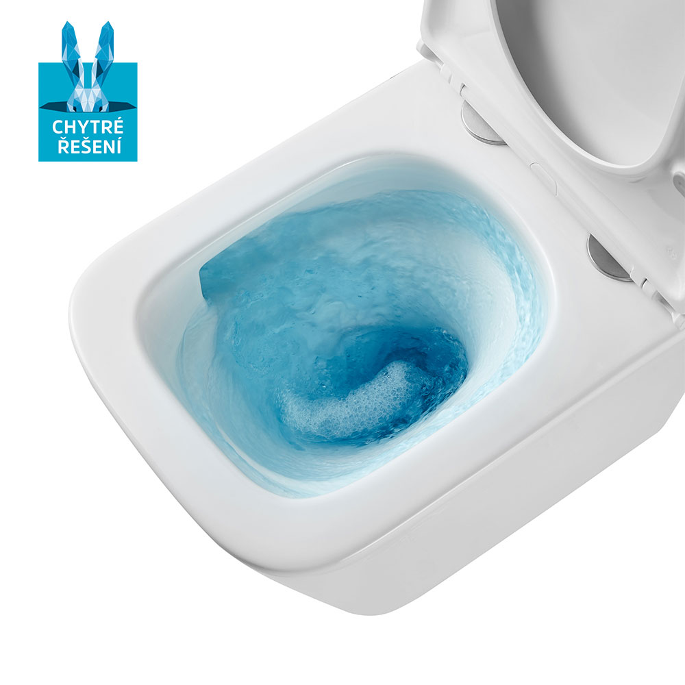 Mereo WC set - Smart flush rimless WC hranaté, modul pro sádrokarton, chrom hranaté tlačítko matné