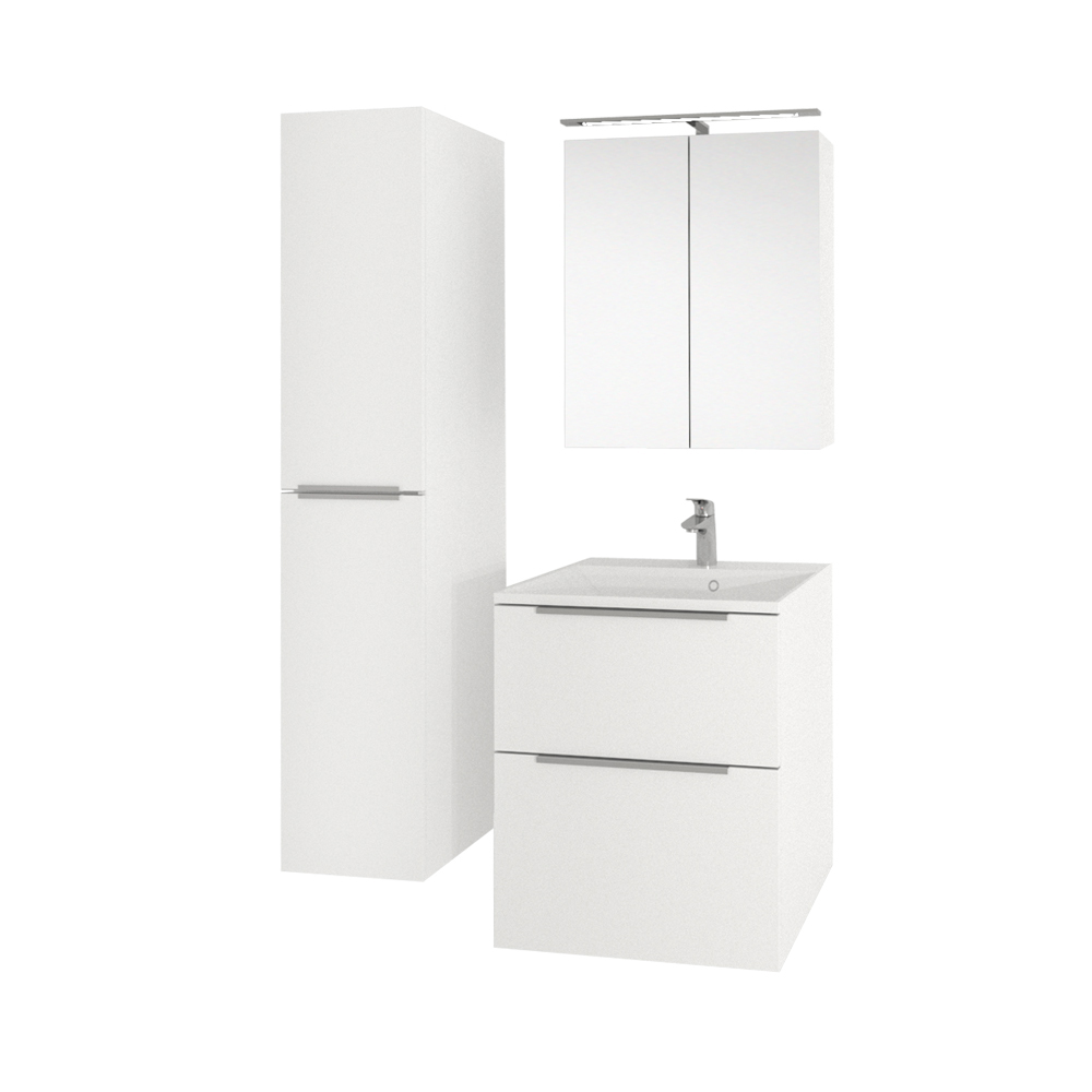 Mereo Mailo, koupelnová skříňka s keramickým umyvadlem 81 cm, bílá, chrom madlo