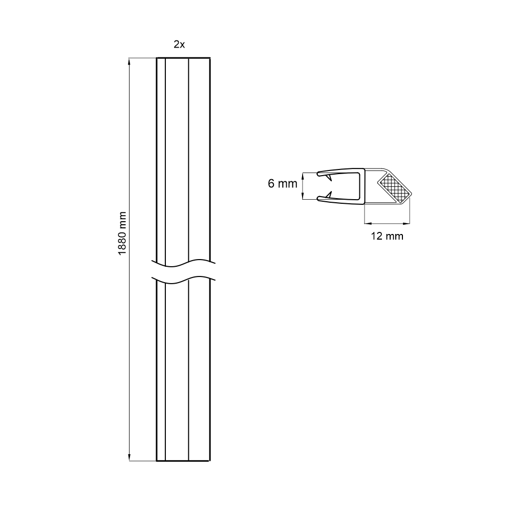 MEREO Sada magnetických lišt pro sprchové kouty a dveře, sklo 6 mm, 45°,187 cm, 2 ks (CKND12M)
