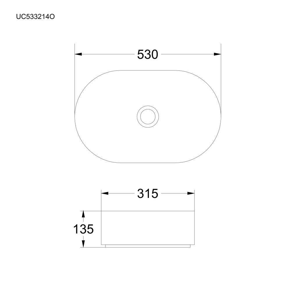 Mereo Umyvadlo na desku bez přepadu, 530x315x135 mm, oválné, keramické (UC533214O)
