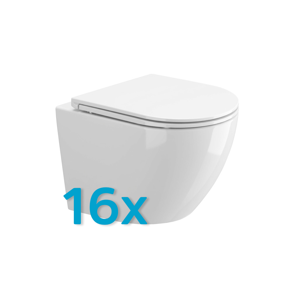 Mereo WC závěsné kapotované, RIMLESS, 490x370x360, keramické, vč. sedátka CSS123, 16ks