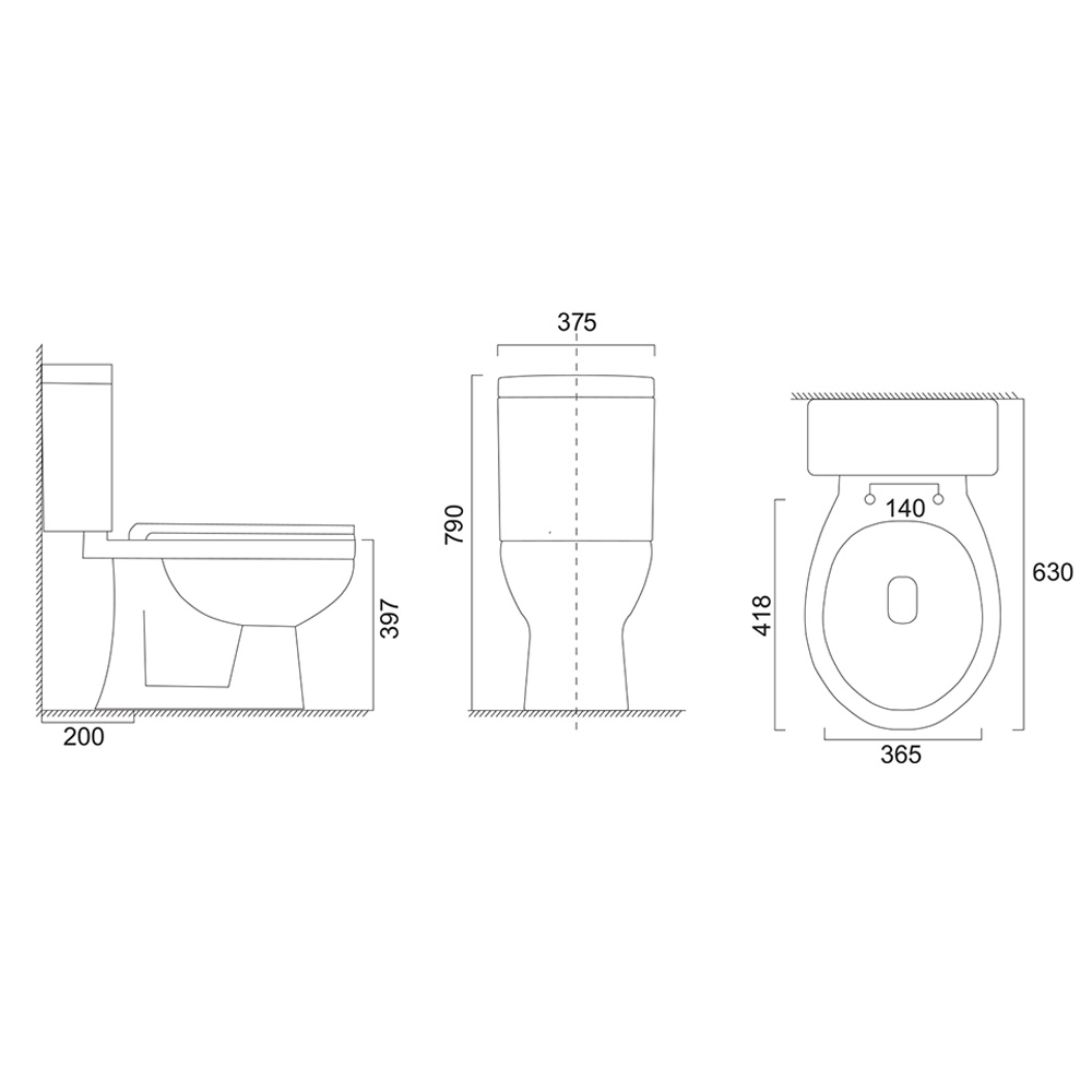Mereo WC kombi, RIMLESS, spodní odpad s armaturou