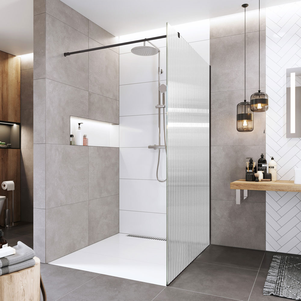 Mereo Sprchová stěna WALK IN, Novea, 100 x 200 cm, black ALU, sklo Line