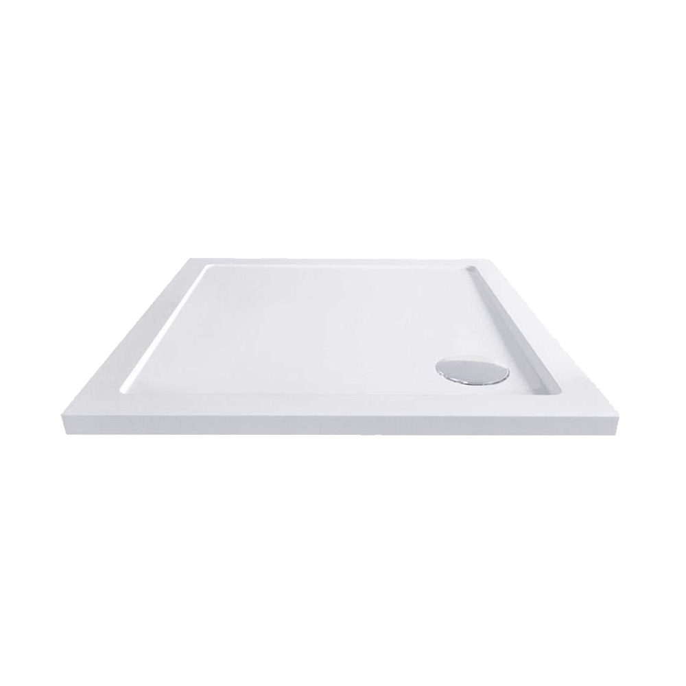 Čtvercová sprchová vanička, 90x90x4 cm, SMC, bílá, včetně sifonu