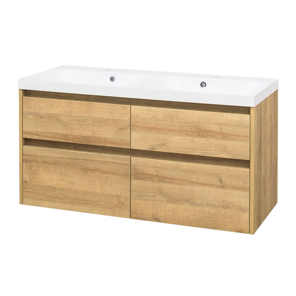 MEREO Opto, koupelnová skříňka s umyvadlem z litého mramoru 121cm, dub Riviera (CN923M)