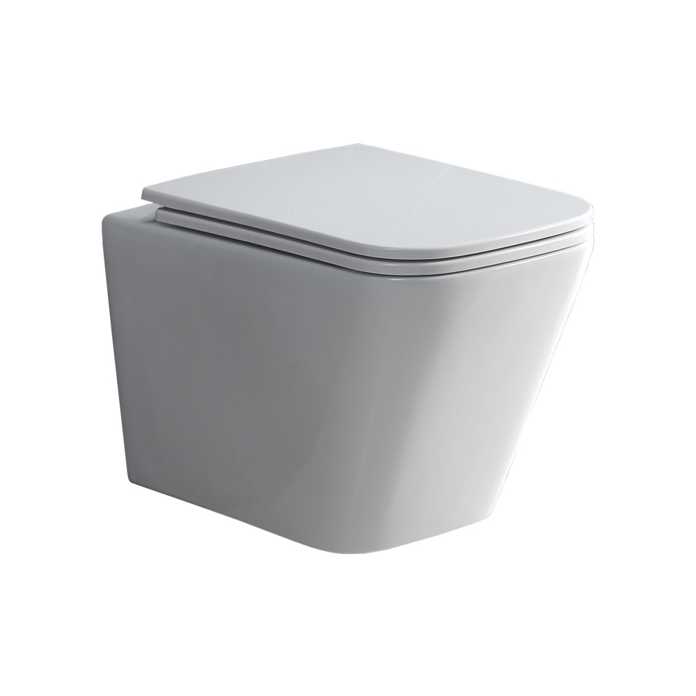 Mereo WC set - Rimless WC hranaté, modul pro sádrokarton, bílé hranaté tlačítko (MM02NSETRS320)
