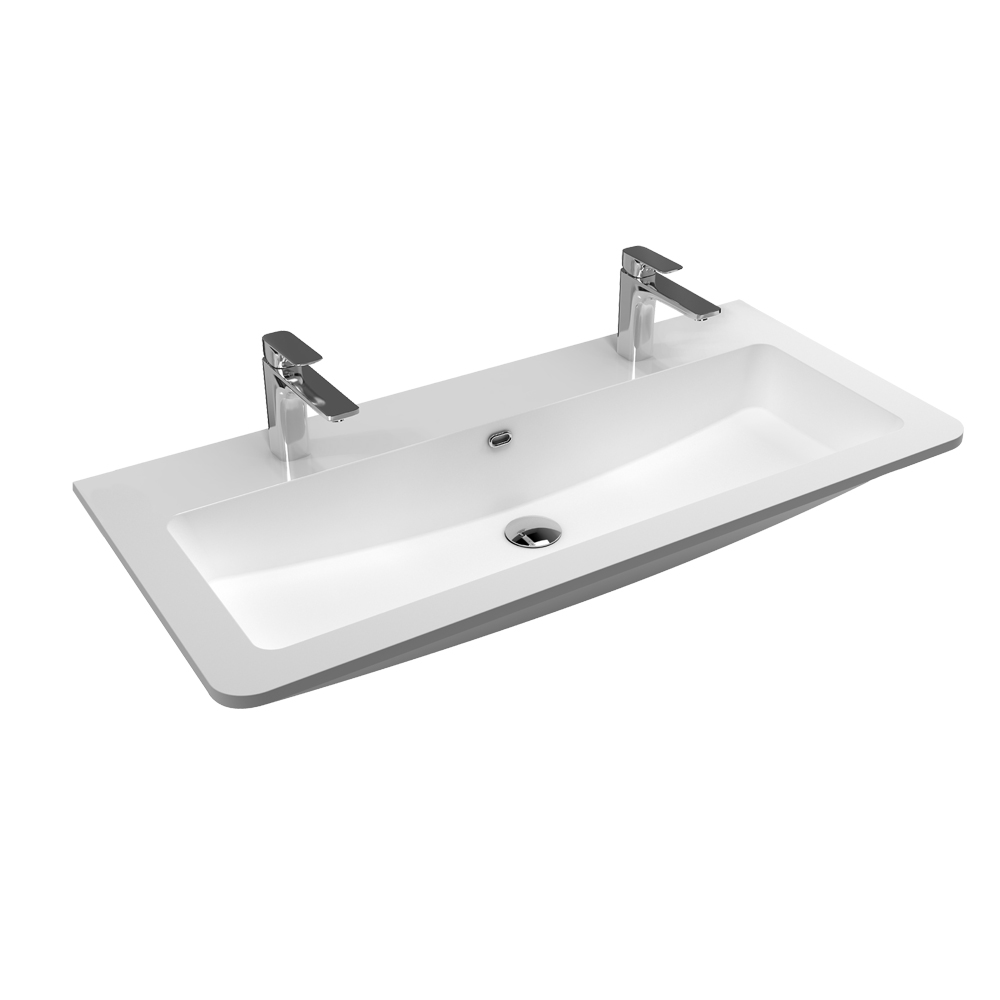 Mereo Nábytkové dvojumyvadlo, 101x46,5x16 cm, litý mramor, bílé