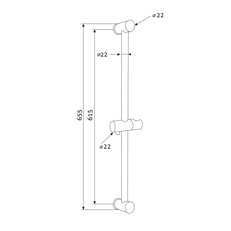 MEREO Posuvný držák sprchy 655 mm (CB910B)