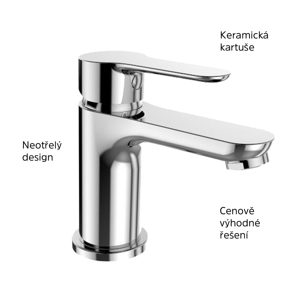 Mereo Umyvadlová stojánková baterie, Zuna, bez výpusti, chrom