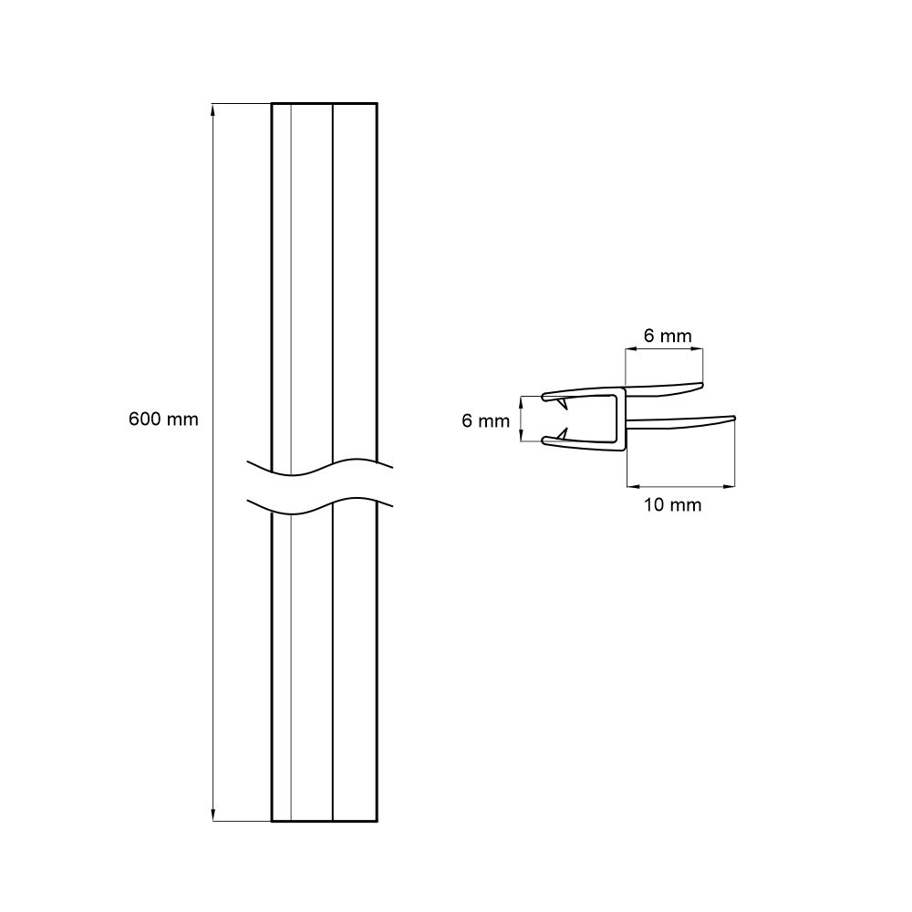 MEREO Stírací lišta silikonová spodní pro CK10111ZP-CK10511ZP, 60 cm, 1 ks (CKND303ZP)