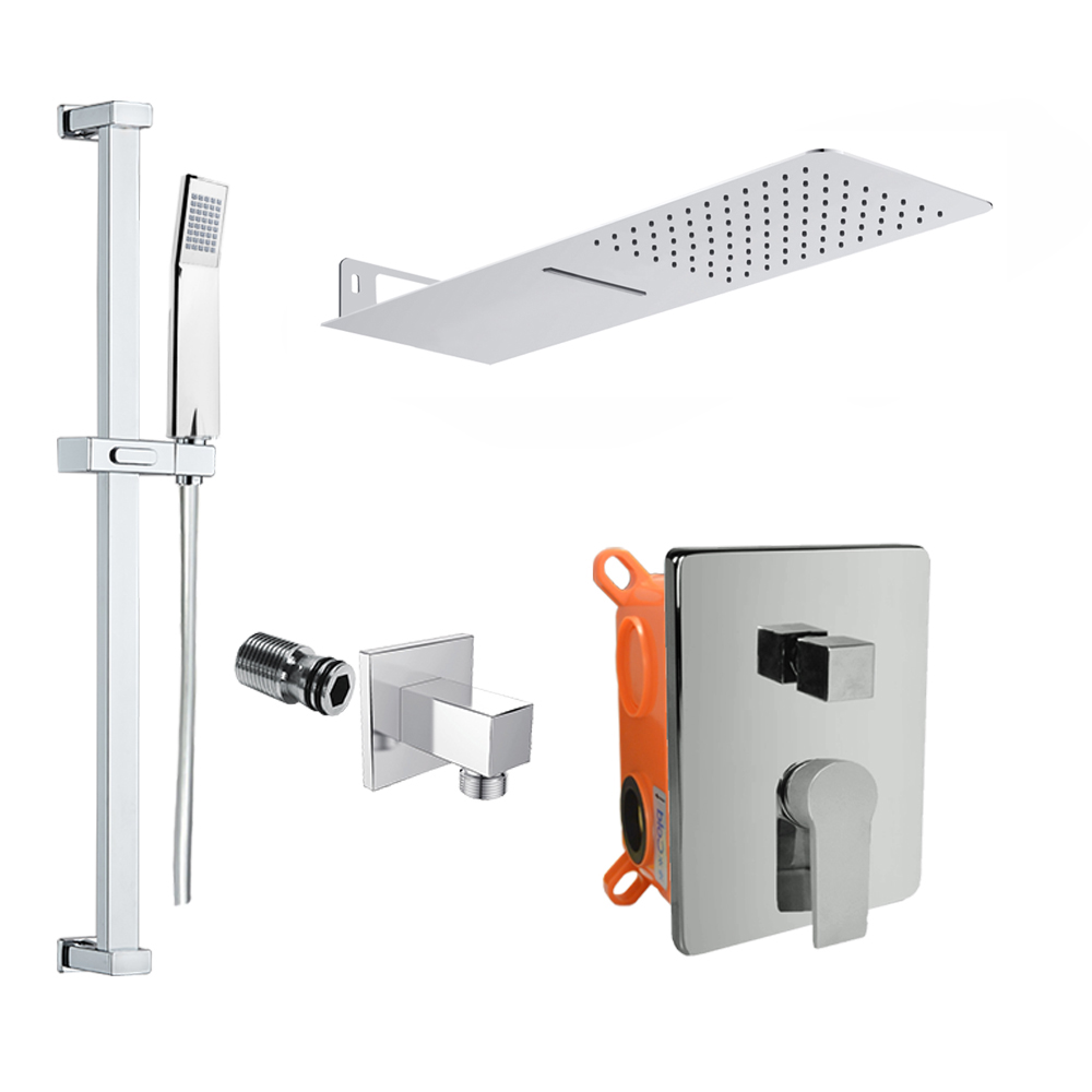 Mereo Sprchová sada s  podomítkovou  baterií - 3-cestná - hranatý kryt