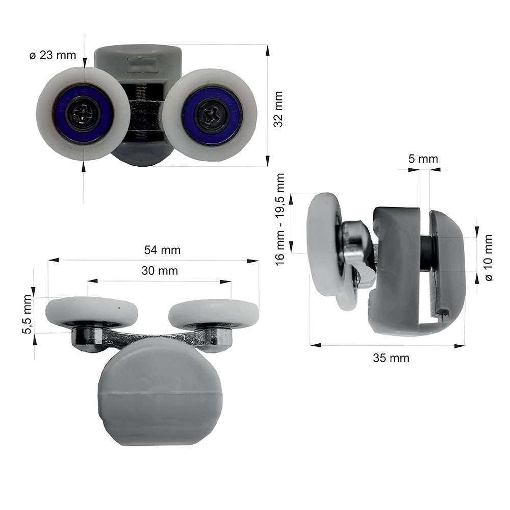 Mereo Horní pojezdy pro sprchové boxy CK351xxKB/M, CK341xxK/M, sada 4 ks (CKND182K)