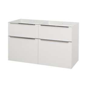Mereo Mailo, kúpeľňová skrinka 121 cm, biela, chróm madlo