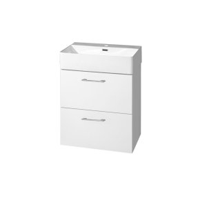 Mereo Leny, kúpeľňová skrinka s keramickým umývadlom 50 cm, biela, nové madlo