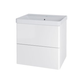 Mereo Siena, kúpeľňová skrinka s keramickým umývadlom 61 cm, biela lesk
