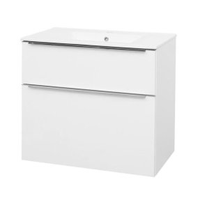 Mereo Mailo, kúpeľňová skrinka s keramickým umývadlom 81 cm, biela, elox AL madlo