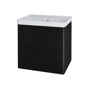 Mereo Siena, kúpeľňová skrinka s keramickým umývadlom 61 cm, čierna mat