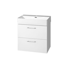 Mereo Leny, kúpeľňová skrinka s keramickým umývadlom 60 cm, biela, nové madlo