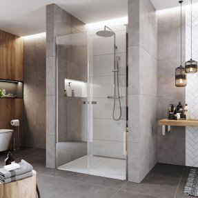 Mereo Sprchové dvere, Novea, dvojkrídlové, lietacie, 85 cm, chróm ALU, sklo Číre