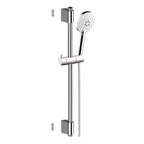 Mereo Sprchová súprava, trojpolohová sprcha, posuvný držiak, šedostrieborná hadica