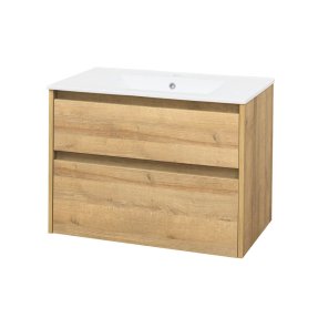 Mereo Opto, kúpeľňová skrinka s keramickým umývadlom 81cm, dub Riviera