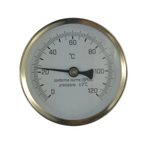 Klum Teplomer bimetalový DN 63, 0 - 120 °C, zadný vývod 1/2", jímka 75 mm