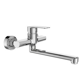 Mereo Drezová nástenná batéria, Pego, 150 mm, s ramienkom plochým rovným 250 mm, chróm