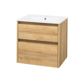 Mereo Opto, kúpeľňová skrinka s keramickým umývadlom 61cm, dub Riviera