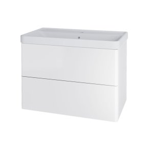 Mereo Siena, kúpeľňová skrinka s keramickým umývadlom 81 cm, biela lesk