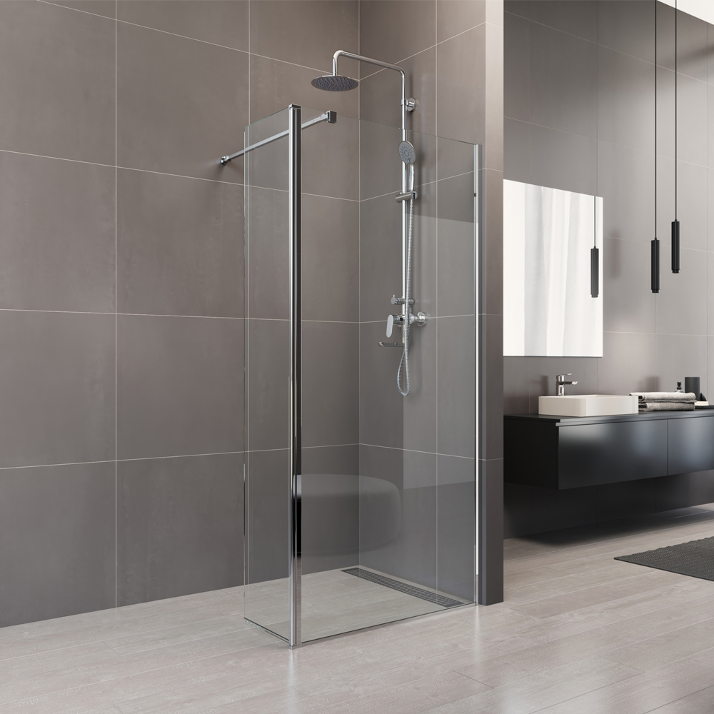 Mereo Boční díl pro WALK IN, Novea, 35 x  200 cm, chrom ALU, sklo Čiré