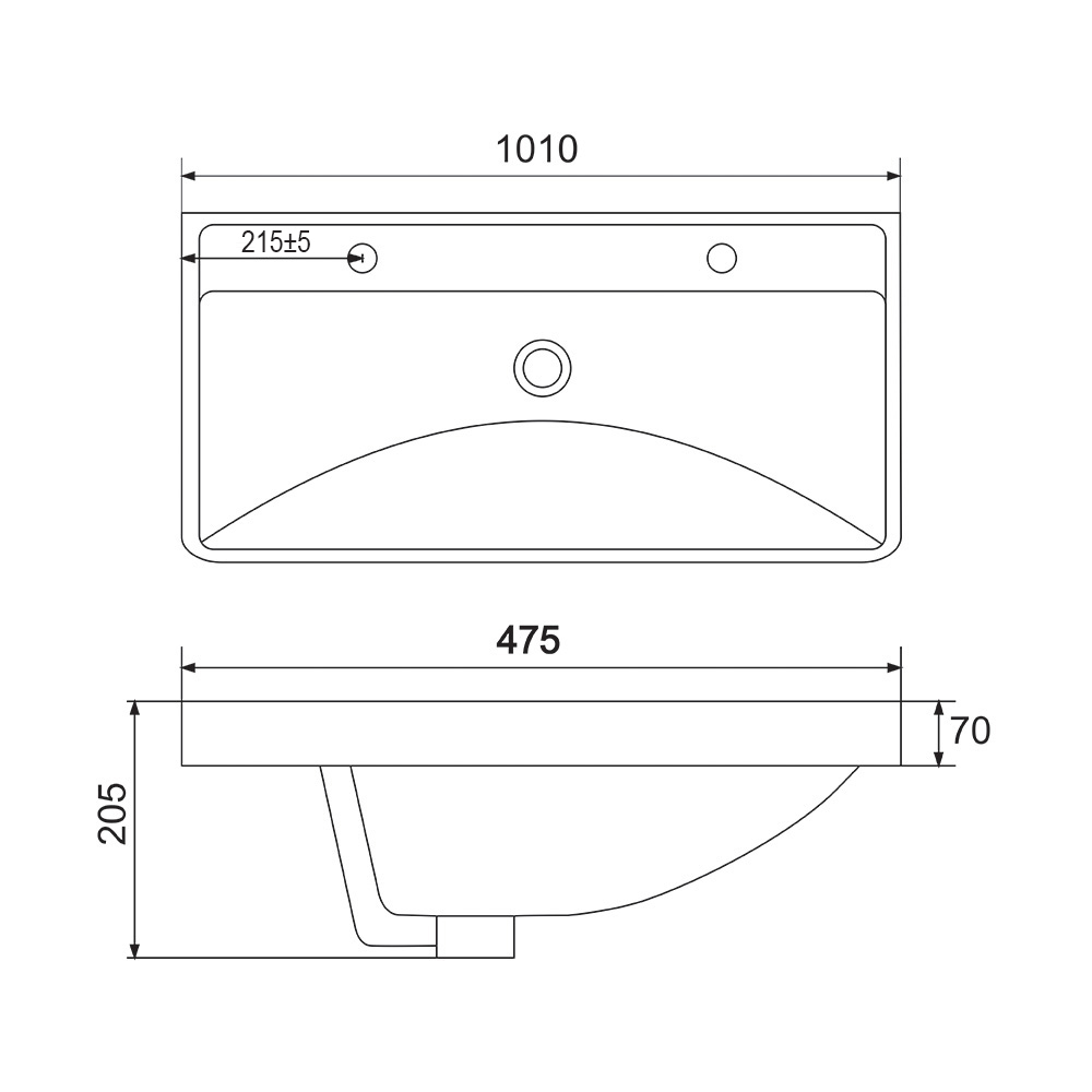 MEREO Nábytkové dvojumyvadlo, 101x47,5x20,5 cm, keramické, bílé (UC10148D)