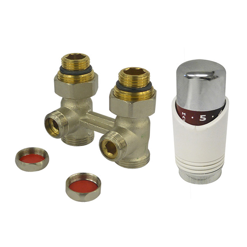 KLUM Set vekolux -připojovací šroubení přímé 3/4" s termostatickou hlavicí + redukce s eurokonusem (PR8100S)