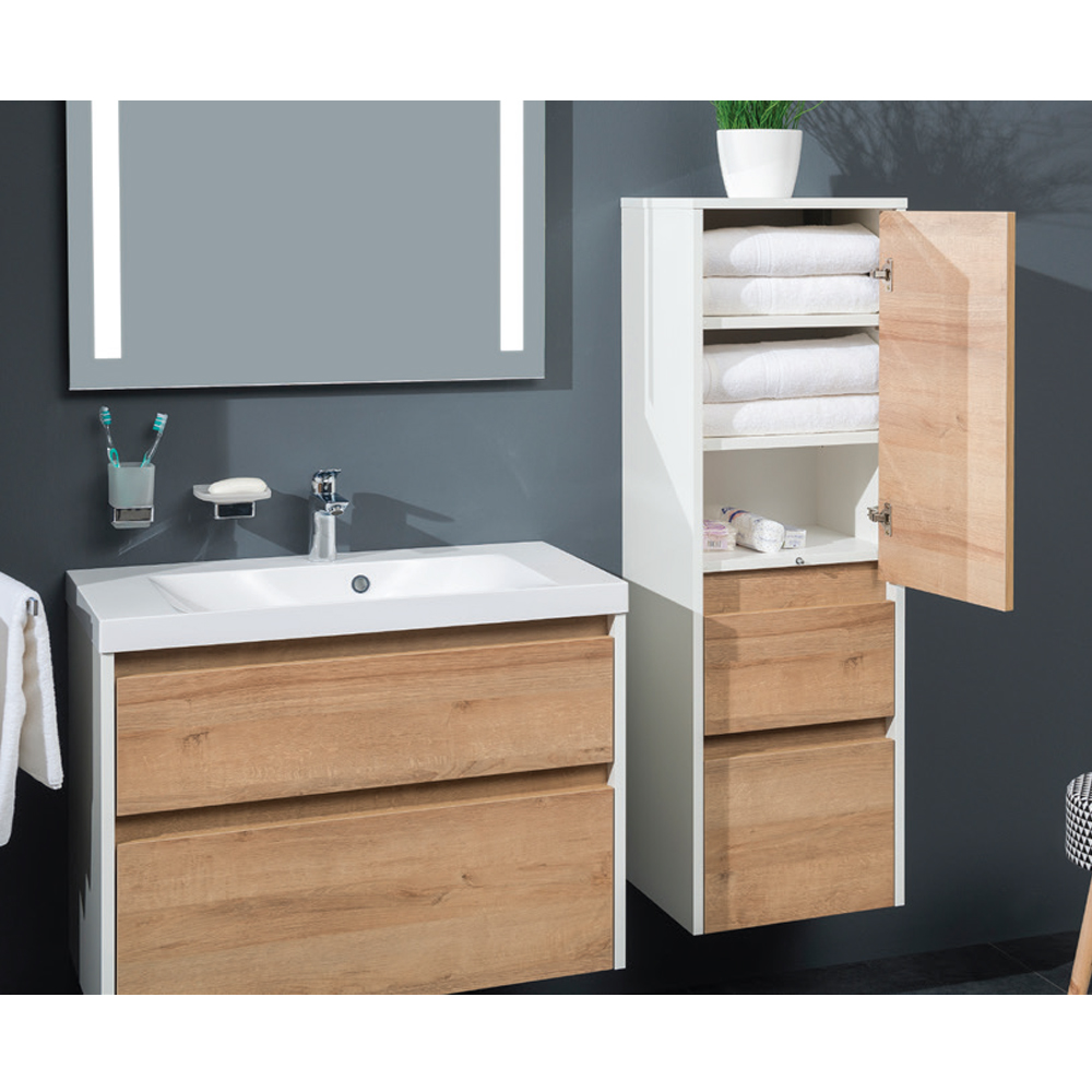 MEREO Opto koupelnová skříňka vysoká 125 cm, levé otevírání, bílá (CN914L)