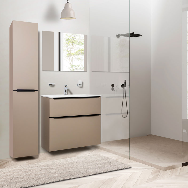 Mereo Mailo, koupelnová skříňka vysoká 170 cm, dub Riviera, černé madlo (CN524LPBN)