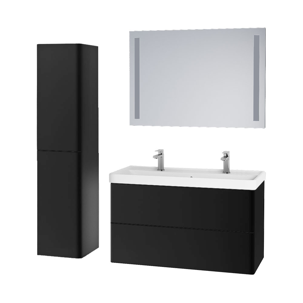 Mereo Siena, koupelnová skříňka 155 cm vysoká, L/P, černá mat