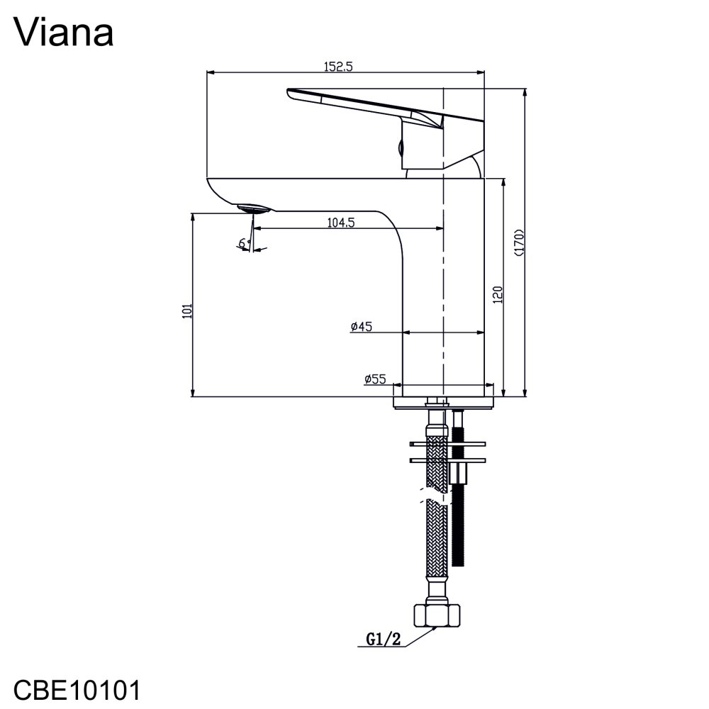 MEREO Umyvadlová stojánková baterie, Viana, bez výpusti, chrom (CBE10101)